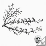 Tattoo sketch a family of birds perched on a… – tattoo sketch (№1752892864_0, 19.07.2025 02:41) — tattoovalue.net
