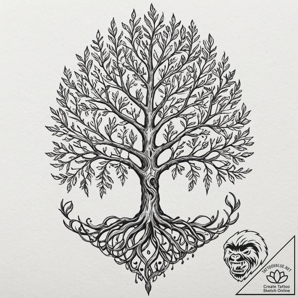 Tattoo sketch a strong, unyielding redwood se... - tattoo sketch (№1752893445_0, 19.07.2025 02:50) — tattoovalue.net