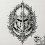 Tattoo design a detailed medieval helmet with… – tattoo sketch (№1752893526_0, 19.07.2025 02:52) — tattoovalue.net