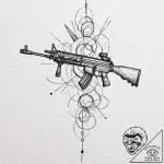 Tattoo design an abstract rifle outline with… – tattoo sketch (№1752893860_0, 19.07.2025 02:57) — tattoovalue.net