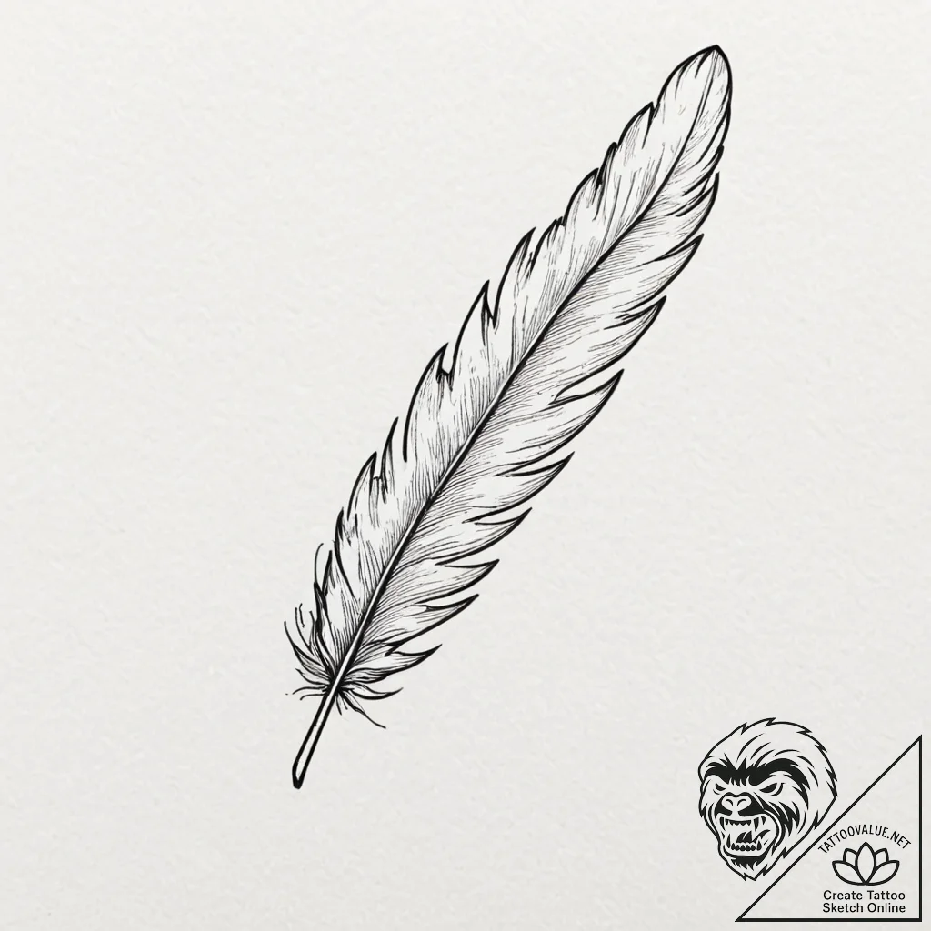Tattoo sketch a delicate feather., ink illust... - tattoo sketch (№1752894191_0, 19.07.2025 03:03) — tattoovalue.net