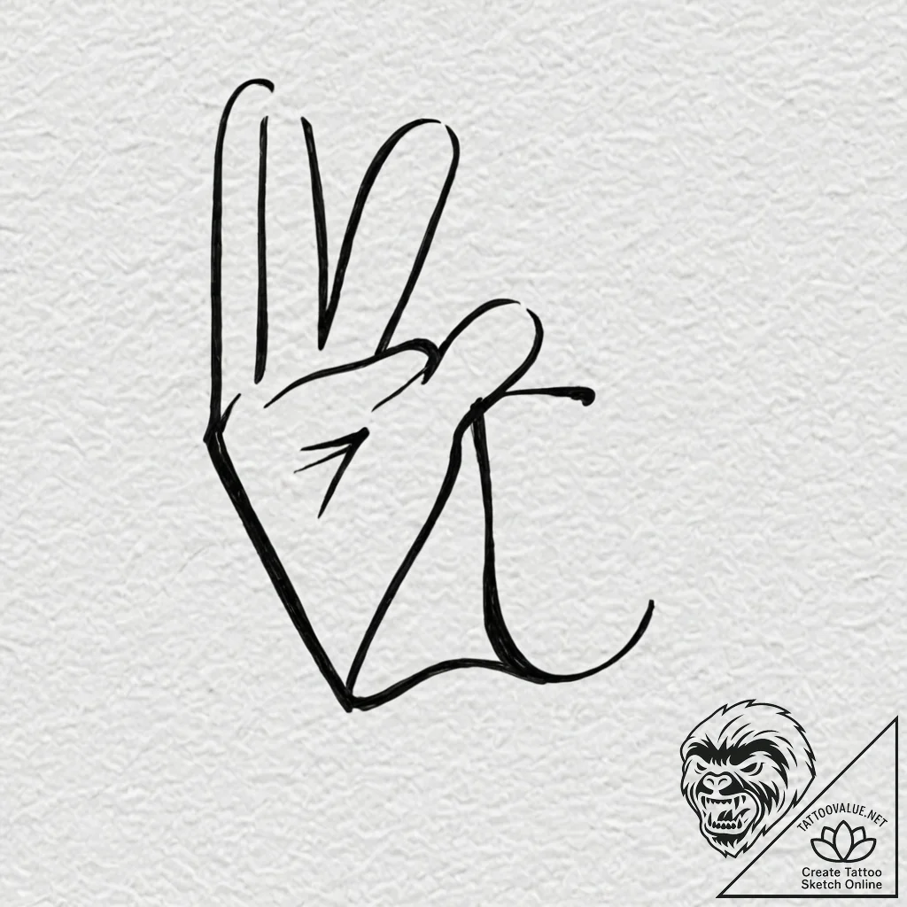 Tattoo design a hand forming a specific sign... - tattoo sketch (№1752894274_0, 19.07.2025 03:04) — tattoovalue.net