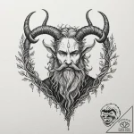 Tattoo sketch: veles, depicted with horns and… – tattoo sketch (№1752894439_0, 19.07.2025 03:07) — tattoovalue.net