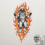 Tattoo design a stylized jetpack with flames… – tattoo sketch (№1752894606_0, 19.07.2025 03:10) — tattoovalue.net