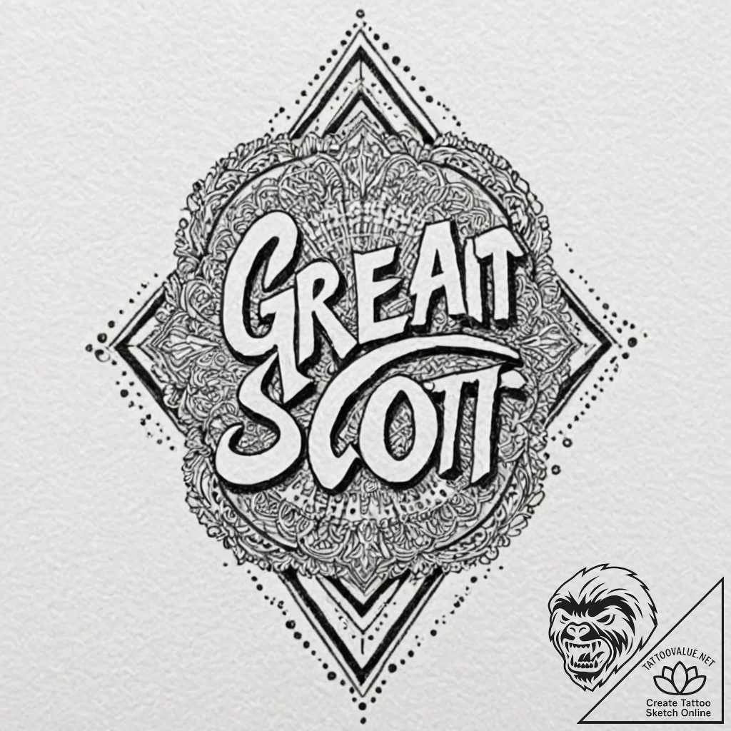 A chicano lettering tattoo of "great scott!".... - tattoo sketch (№1752894690_0, 19.07.2025 03:11) — tattoovalue.net
