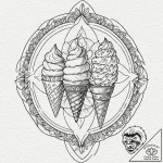 Tattoo design ‘ice cream cone’ on one, ‘scoop… – tattoo sketch (№1752894772_0, 19.07.2025 03:12) — tattoovalue.net