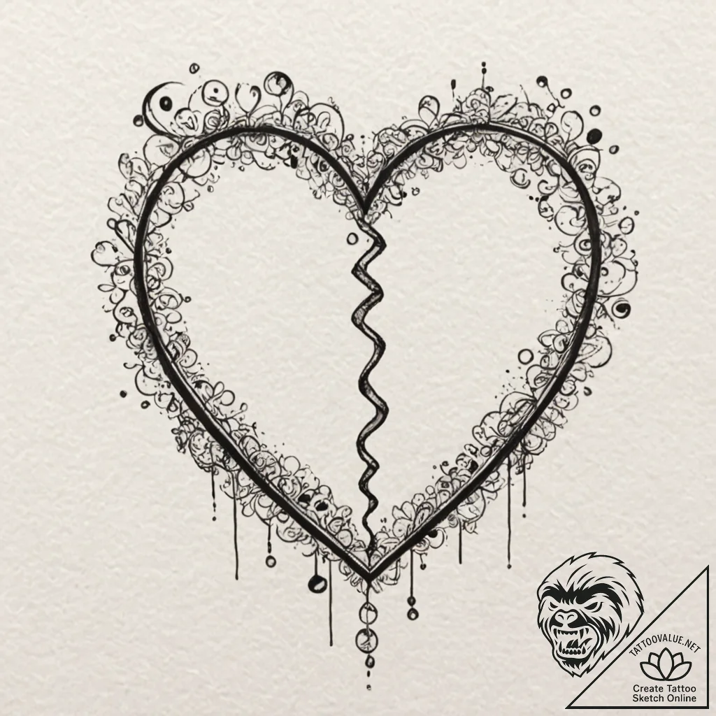 Tattoo sketch a heartbeat line that seamlessl... - tattoo sketch (№1752895271_0, 19.07.2025 03:21) — tattoovalue.net