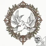 Doves, artistic tattoo sketch, neo traditiona… – tattoo sketch (№1752895945_0, 19.07.2025 03:32) — tattoovalue.net