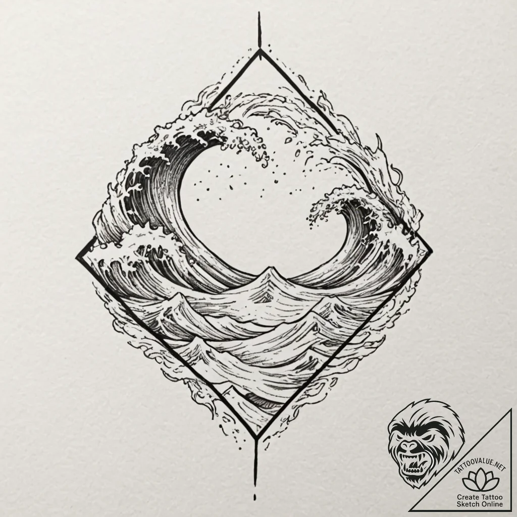 Tattoo design a pair of matching waves, one o... - tattoo sketch (№1752896027_0, 19.07.2025 03:33) — tattoovalue.net