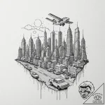 Tattoo design a retro pixelated cityscape wit… – tattoo sketch (№1752896361_0, 19.07.2025 03:39) — tattoovalue.net