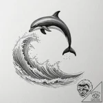 Tattoo design a graceful dolphin, leaping fro… – tattoo sketch (№1752896443_0, 19.07.2025 03:40) — tattoovalue.net