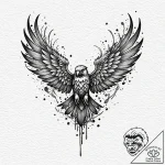 A linework tattoo of the atreides hawk symbol… – tattoo sketch (№1752897769_0, 19.07.2025 04:02) — tattoovalue.net