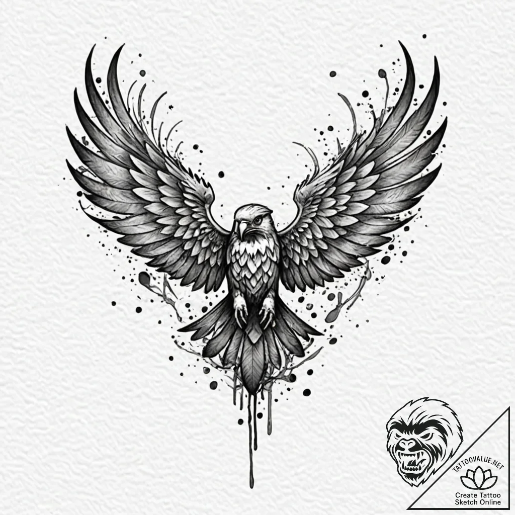 A linework tattoo of the atreides hawk symbol... - tattoo sketch (№1752897769_0, 19.07.2025 04:02) — tattoovalue.net