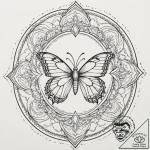 Tattoo design a single butterfly with two bod… – tattoo sketch (№1752898183_0, 19.07.2025 04:09) — tattoovalue.net