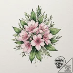 Tattoo sketch: watercolor splashes of pink, g… – tattoo sketch (№1752898348_0, 19.07.2025 04:12) — tattoovalue.net