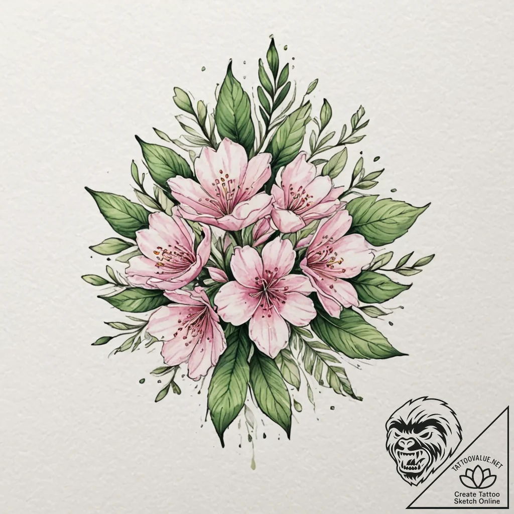 Tattoo sketch: watercolor splashes of pink, g... - tattoo sketch (№1752898348_0, 19.07.2025 04:12) — tattoovalue.net