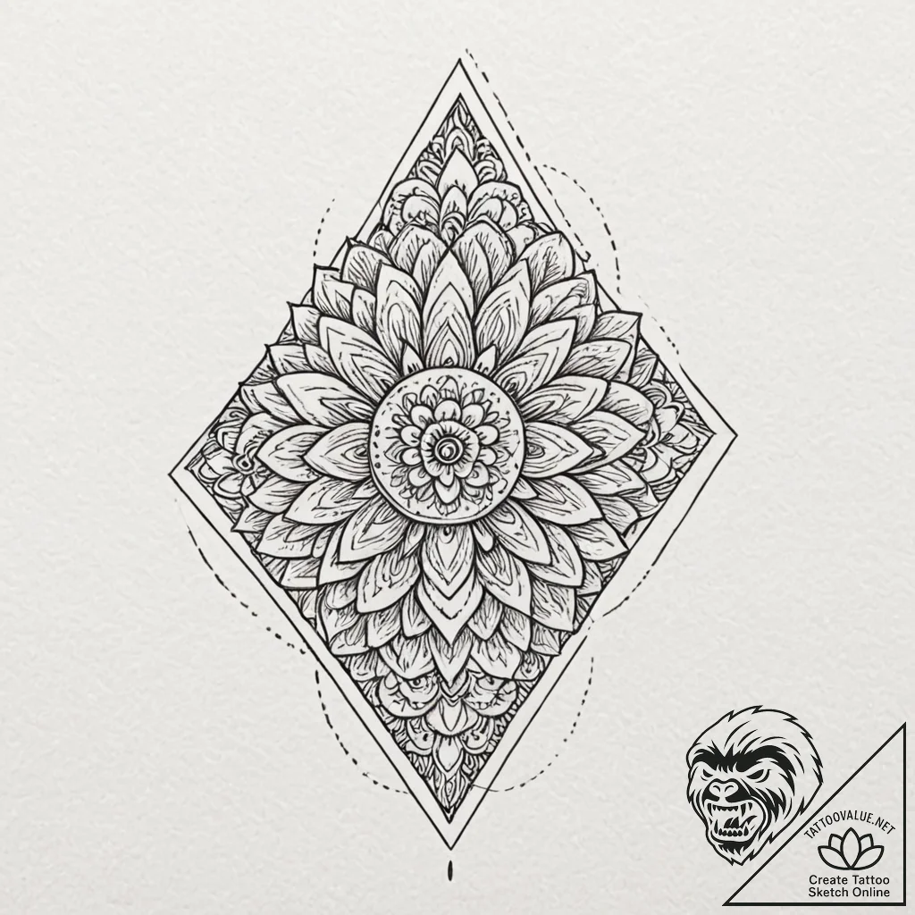 Tattoo sketch a simple triangle with a floral... - tattoo sketch (№1752898846_0, 19.07.2025 04:20) — tattoovalue.net