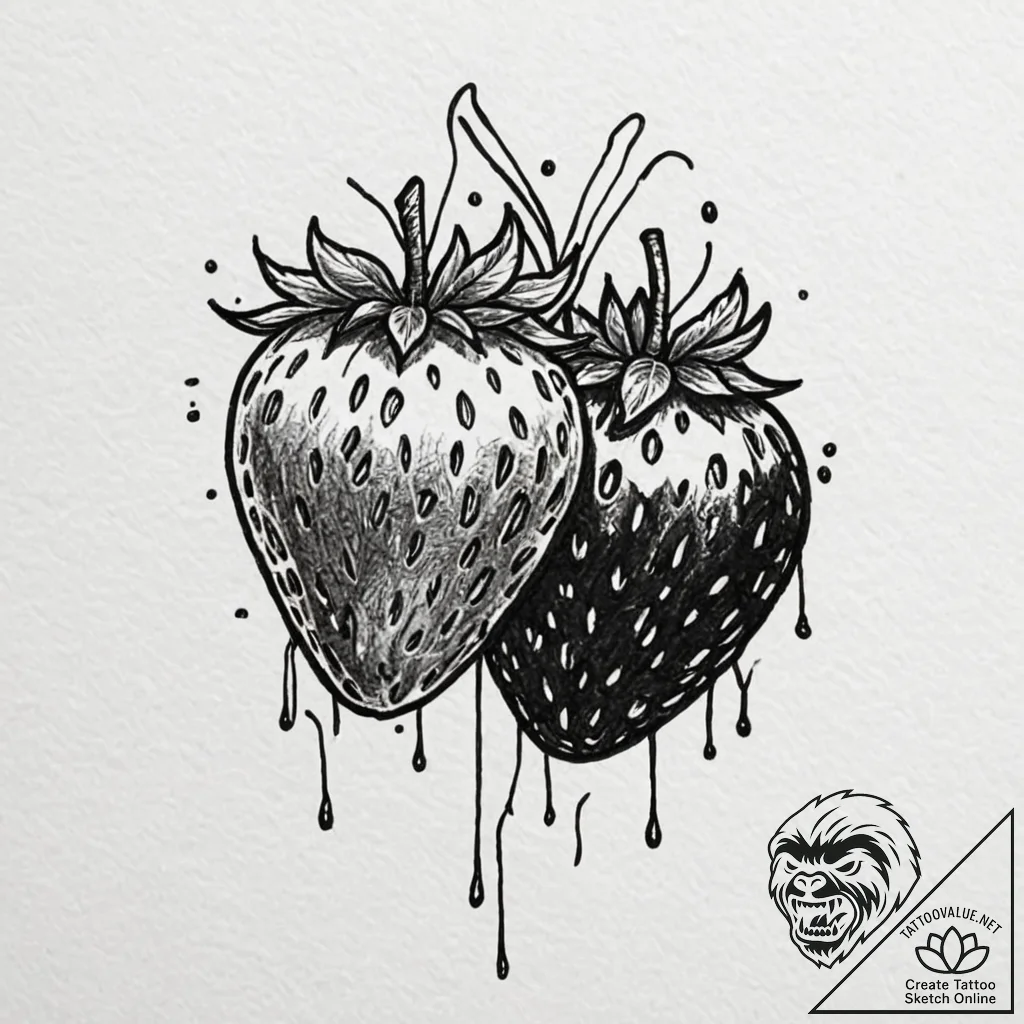 Tattoo sketch a 'strawberry' on one, 'chocola... - tattoo sketch (№1752899672_0, 19.07.2025 04:34) — tattoovalue.net
