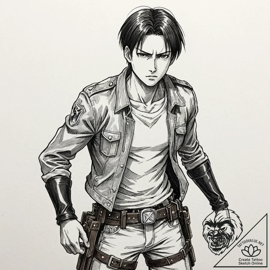 A sketch of captain levi from attack on titan... - tattoo sketch (№1752899837_0, 19.07.2025 04:37) — tattoovalue.net
