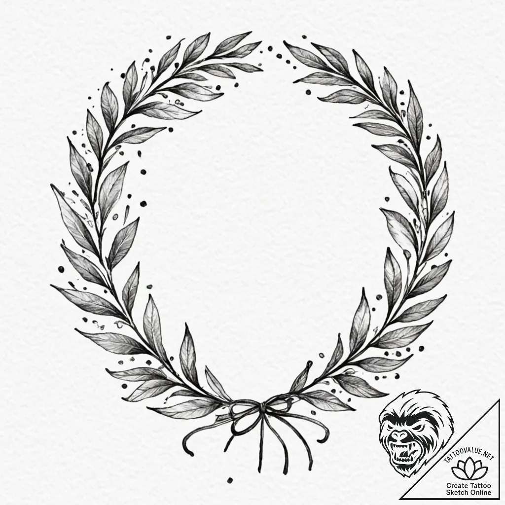 Tattoo design a laurel wreath, for triumph an... - tattoo sketch (№1752899920_0, 19.07.2025 04:38) — tattoovalue.net
