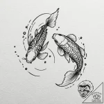 Koi, ink illustration for tattoo, black and g… – tattoo sketch (№1752900170_0, 19.07.2025 04:42) — tattoovalue.net