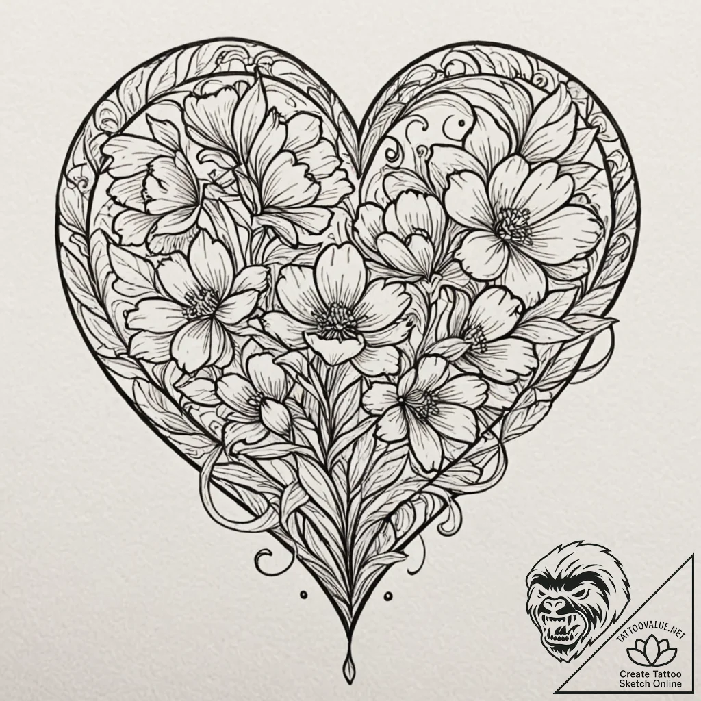 Tattoo sketch a flower whose petals are subtl... - tattoo sketch (№1752900666_0, 19.07.2025 04:51) — tattoovalue.net