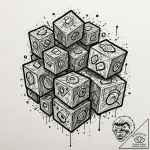 Cubes, ink illustration for tattoo, new schoo… – tattoo sketch (№1752901494_0, 19.07.2025 05:04) — tattoovalue.net