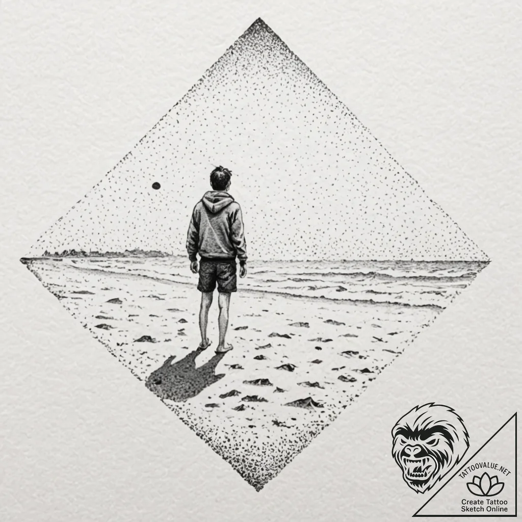 A sketch of the iconic final shot of the 400... - tattoo sketch (№1752901741_0, 19.07.2025 05:09) — tattoovalue.net