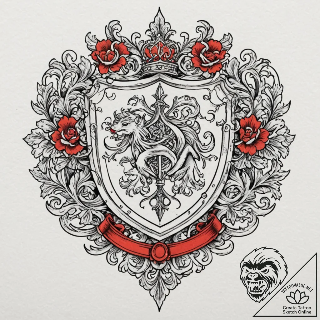 Coat of arms, tattoo flash sheet design, blac... - tattoo sketch (№1752901908_0, 19.07.2025 05:11) — tattoovalue.net