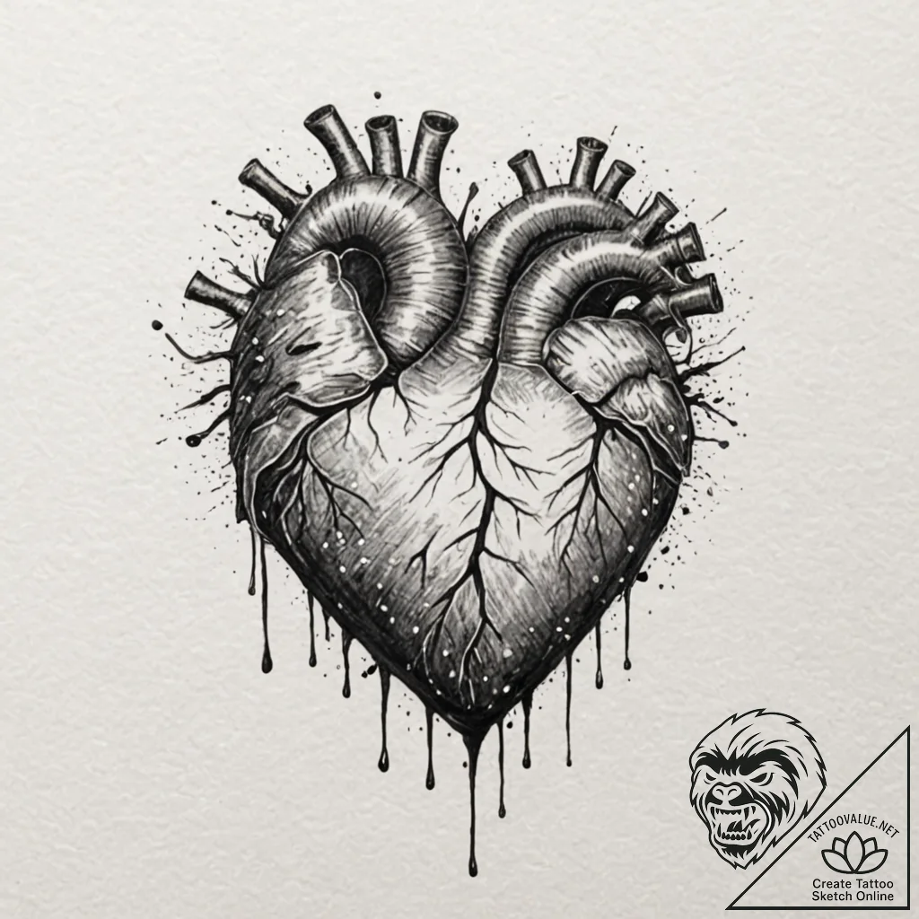 Tattoo design a pixelated heart that slowly t... - tattoo sketch (№1752901990_0, 19.07.2025 05:13) — tattoovalue.net