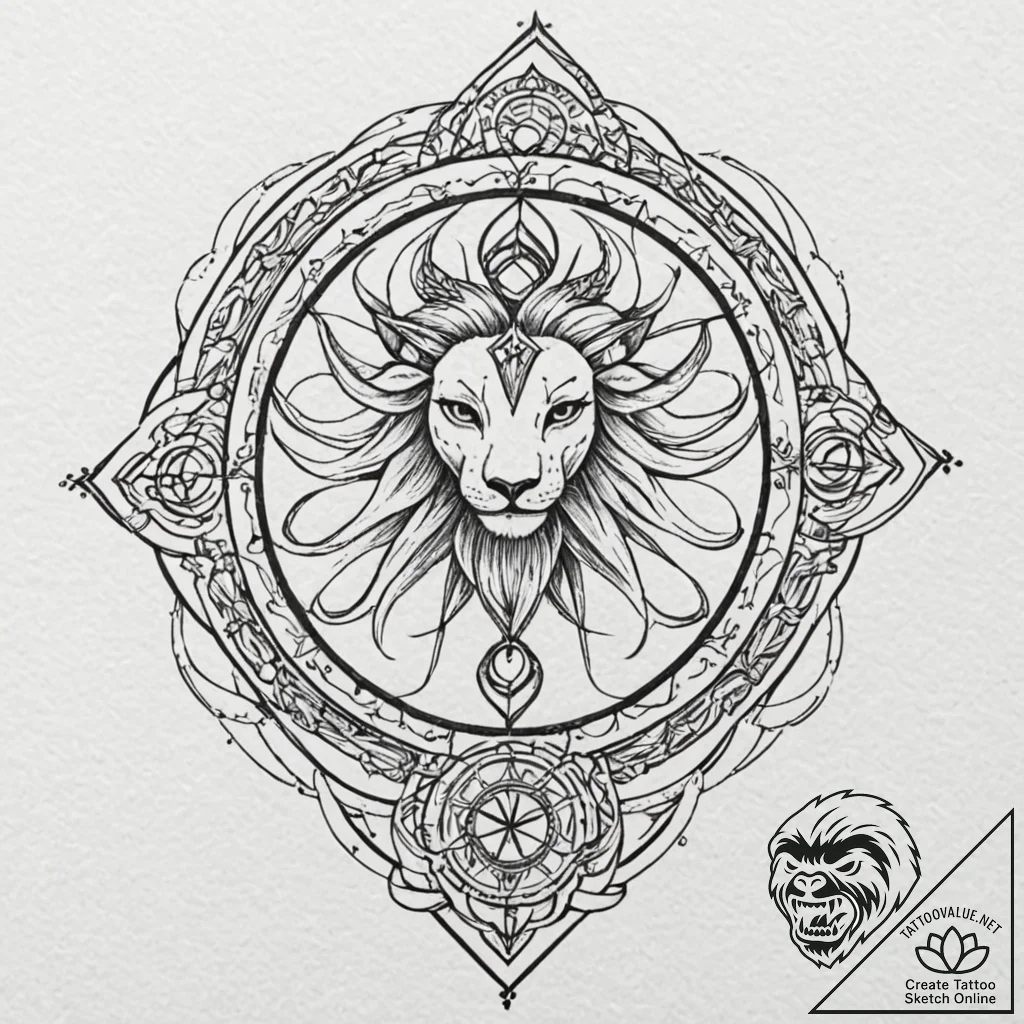 Tattoo design a zodiac glyph created by overl... - tattoo sketch (№1752902320_0, 19.07.2025 05:18) — tattoovalue.net