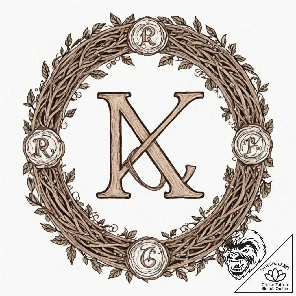 128. tattoo sketch: "rod" rune as a central e... - tattoo sketch (№1752902403_0, 19.07.2025 05:20) — tattoovalue.net