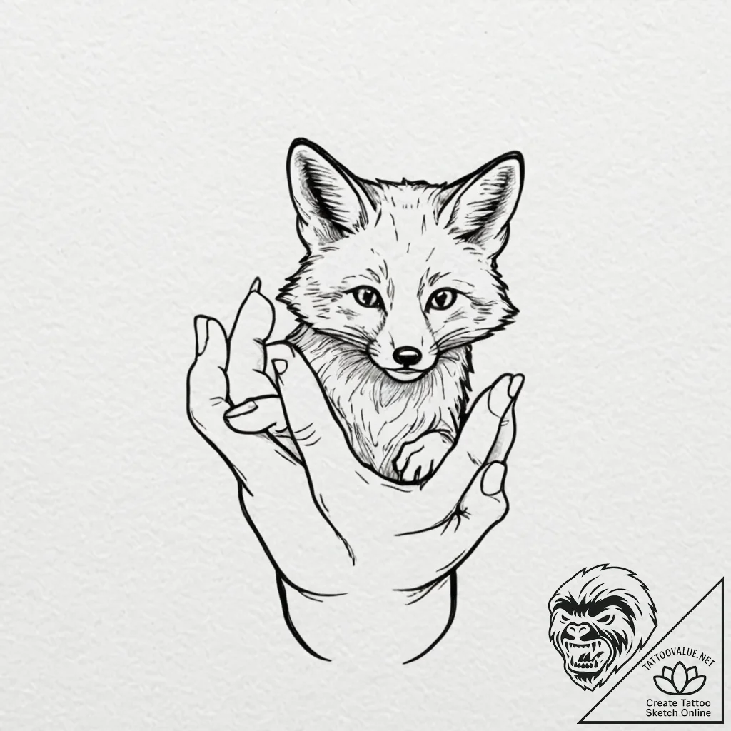 A linework tattoo of the fox force five hand... - tattoo sketch (№1752902486_0, 19.07.2025 05:21) — tattoovalue.net