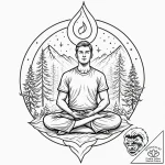 A person meditating in a silent, snowy landsc… – tattoo sketch (№1752902567_0, 19.07.2025 05:22) — tattoovalue.net