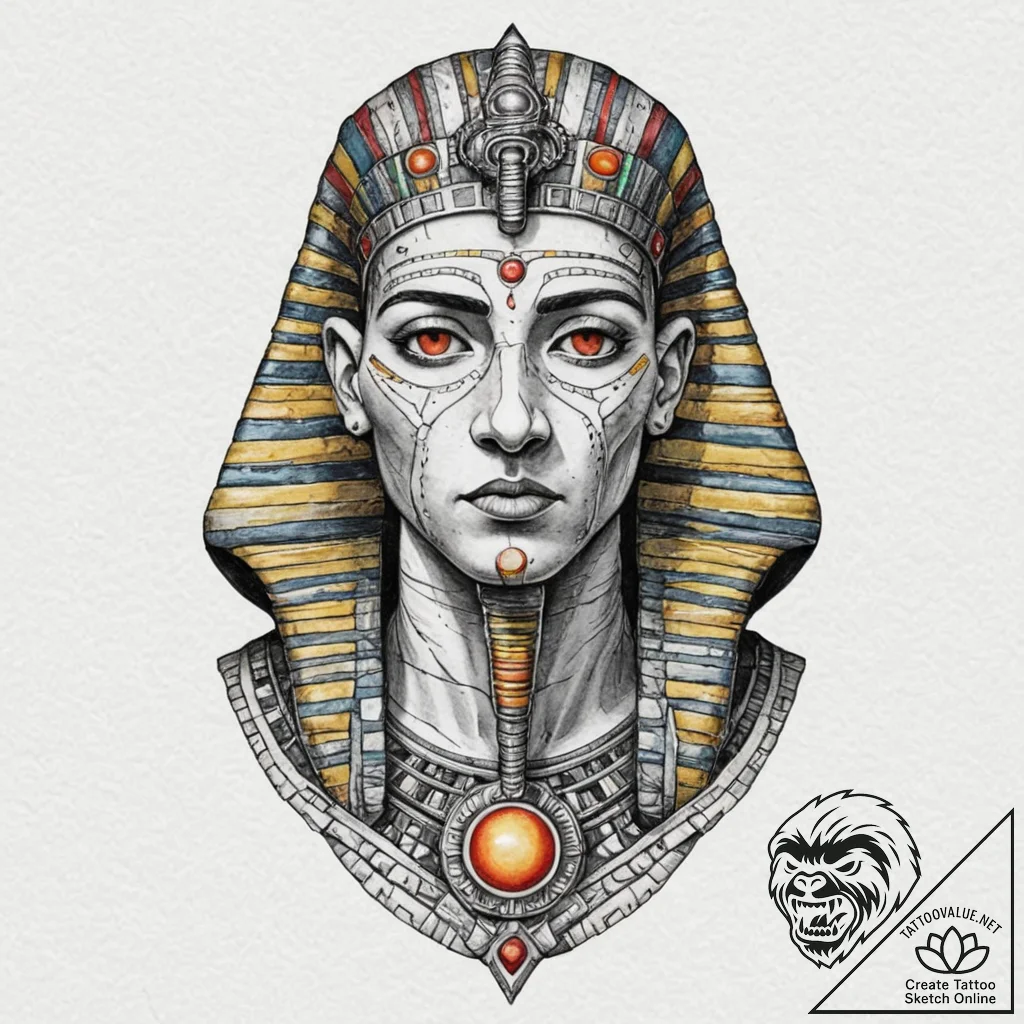 A dotwork tattoo of the mummy (imhotep), wrap... - tattoo sketch (№1752902817_0, 19.07.2025 05:26) — tattoovalue.net