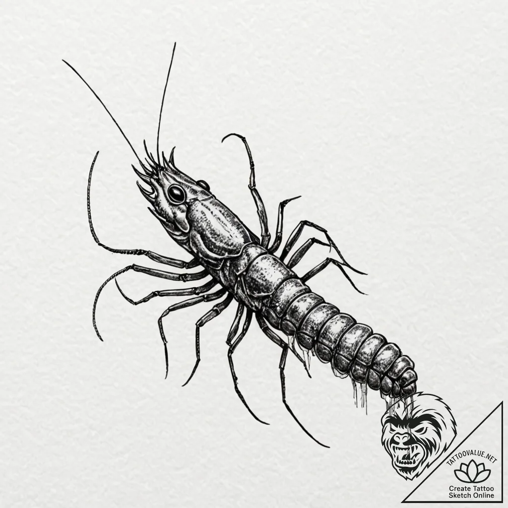 145. (district 9) a sketch of a prawn, lookin... - tattoo sketch (№1752903394_0, 19.07.2025 05:36) — tattoovalue.net