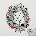 Tattoo design two halves of a musical score o… – tattoo sketch (№1752903560_0, 19.07.2025 05:39) — tattoovalue.net