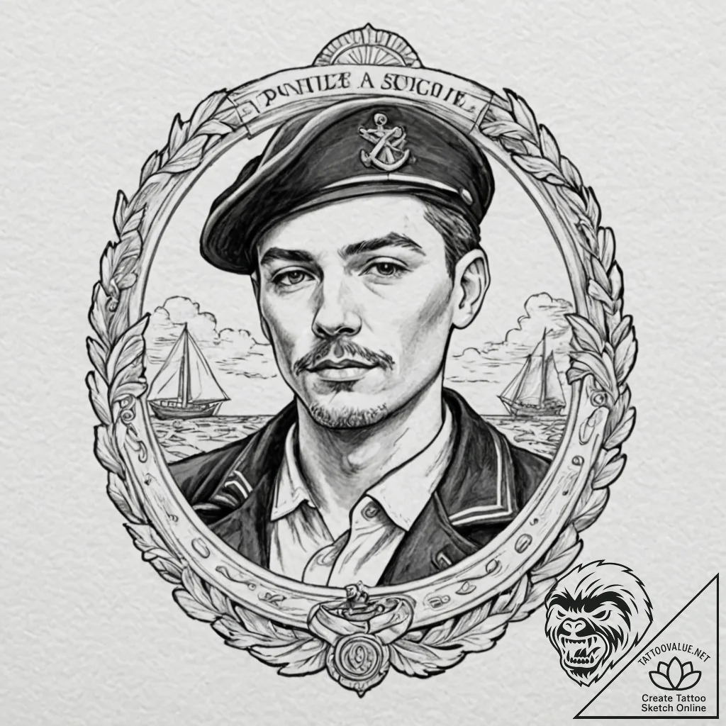 Tattoo design a deep, thoughtful gaze, reflec... - tattoo sketch (№1752903641_0, 19.07.2025 05:40) — tattoovalue.net
