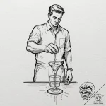A close-up of a bartender pouring a craft coc… – tattoo sketch (№1752903723_0, 19.07.2025 05:42) — tattoovalue.net