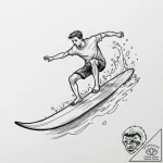 A person learning to surf, falling off the bo… – tattoo sketch (№1752903806_0, 19.07.2025 05:43) — tattoovalue.net