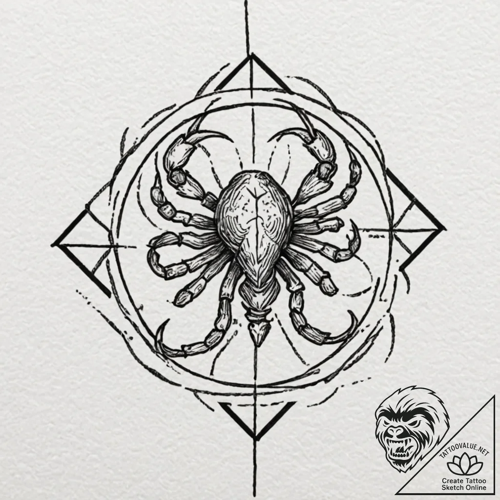 Cancer (animal/sign), tattoo drawing outline,... - tattoo sketch (№1752904136_0, 19.07.2025 05:48) — tattoovalue.net