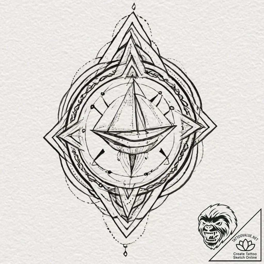 Tattoo sketch a series of interconnected geom... - tattoo sketch (№1752904218_0, 19.07.2025 05:50) — tattoovalue.net
