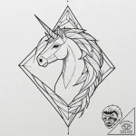 Linework tattoo design of the origami unicorn… – tattoo sketch (№1752904713_0, 19.07.2025 05:58) — tattoovalue.net