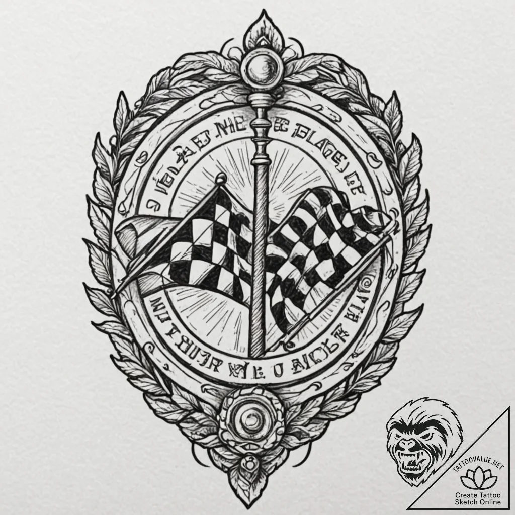 Tattoo sketch a stylized race track with a ch... - tattoo sketch (№1752905211_0, 19.07.2025 06:06) — tattoovalue.net