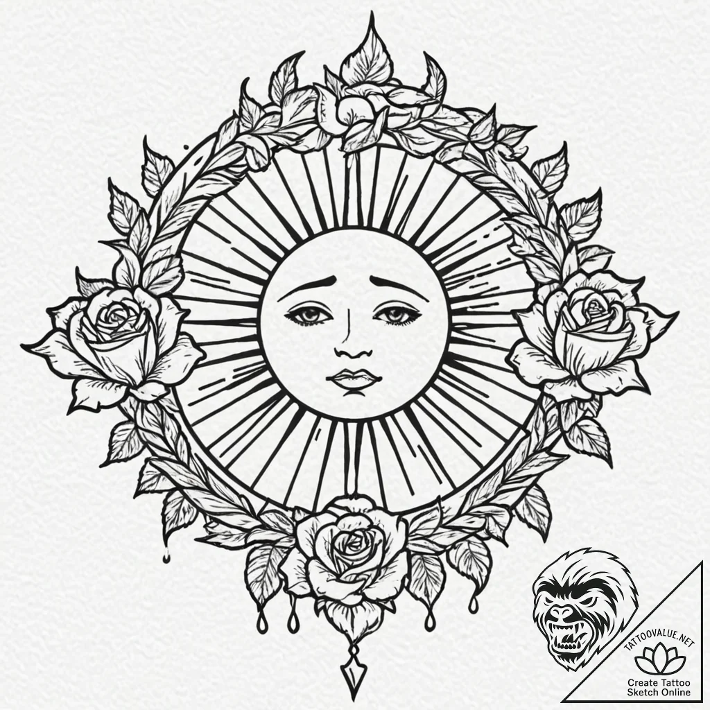 Tattoo design a stylized depiction of "the su... - tattoo sketch (№1752905623_0, 19.07.2025 06:13) — tattoovalue.net