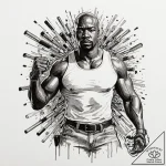 A sketch of luke cage, with his unbreakable s… – tattoo sketch (№1752906120_0, 19.07.2025 06:22) — tattoovalue.net
