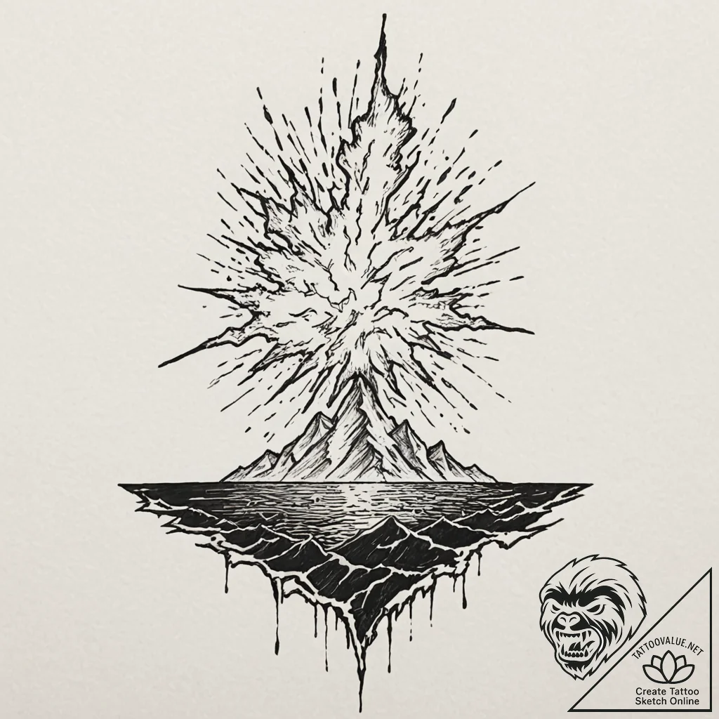 A dramatic shot of lightning striking over a... - tattoo sketch (№1752906537_0, 19.07.2025 06:28) — tattoovalue.net