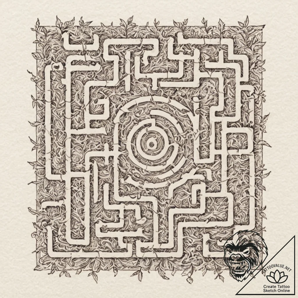 Tattoo sketch a labyrinth or maze, complex an... - tattoo sketch (№1752907117_0, 19.07.2025 06:38) — tattoovalue.net