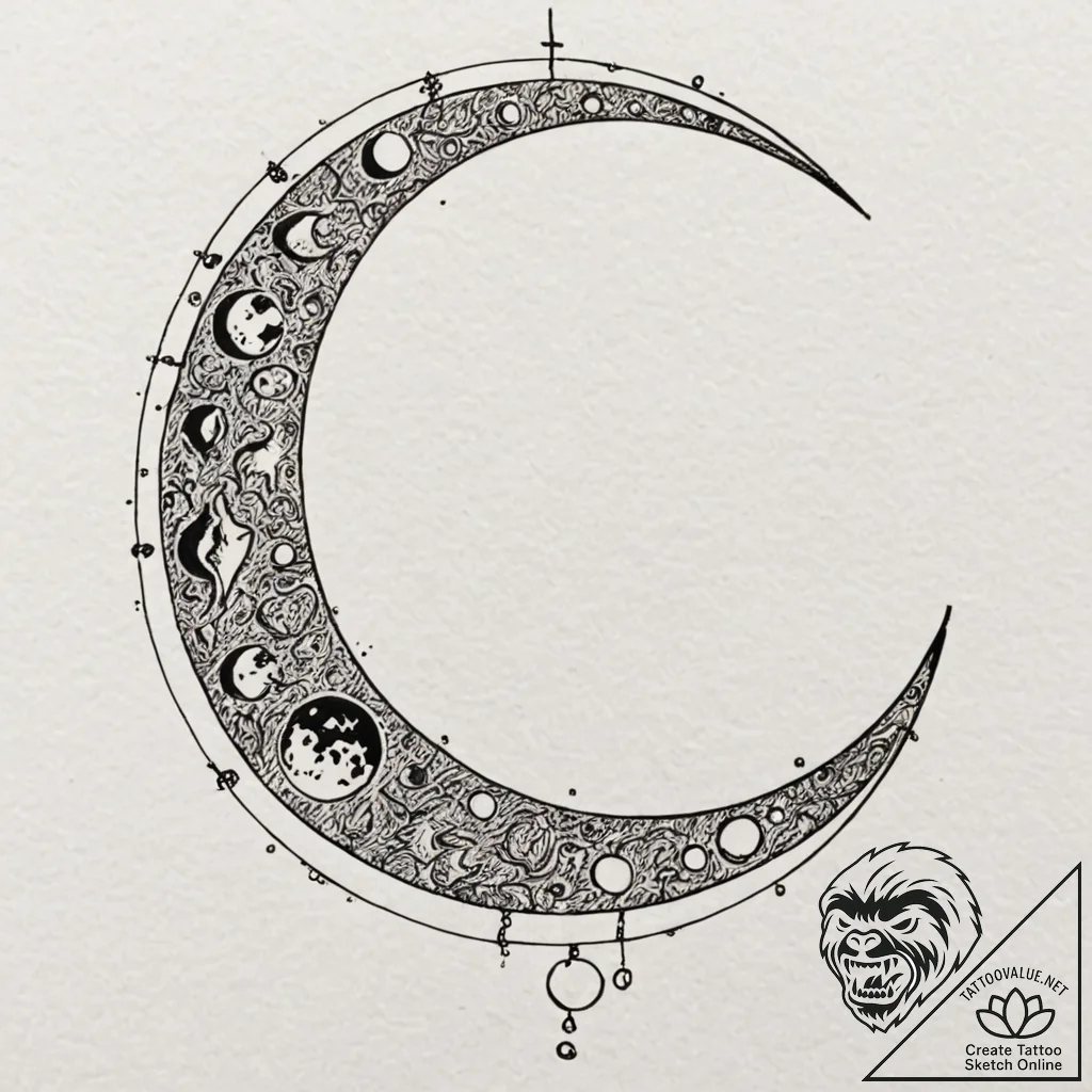 Tattoo design phases of the moon representing... - tattoo sketch (№1752907283_0, 19.07.2025 06:41) — tattoovalue.net