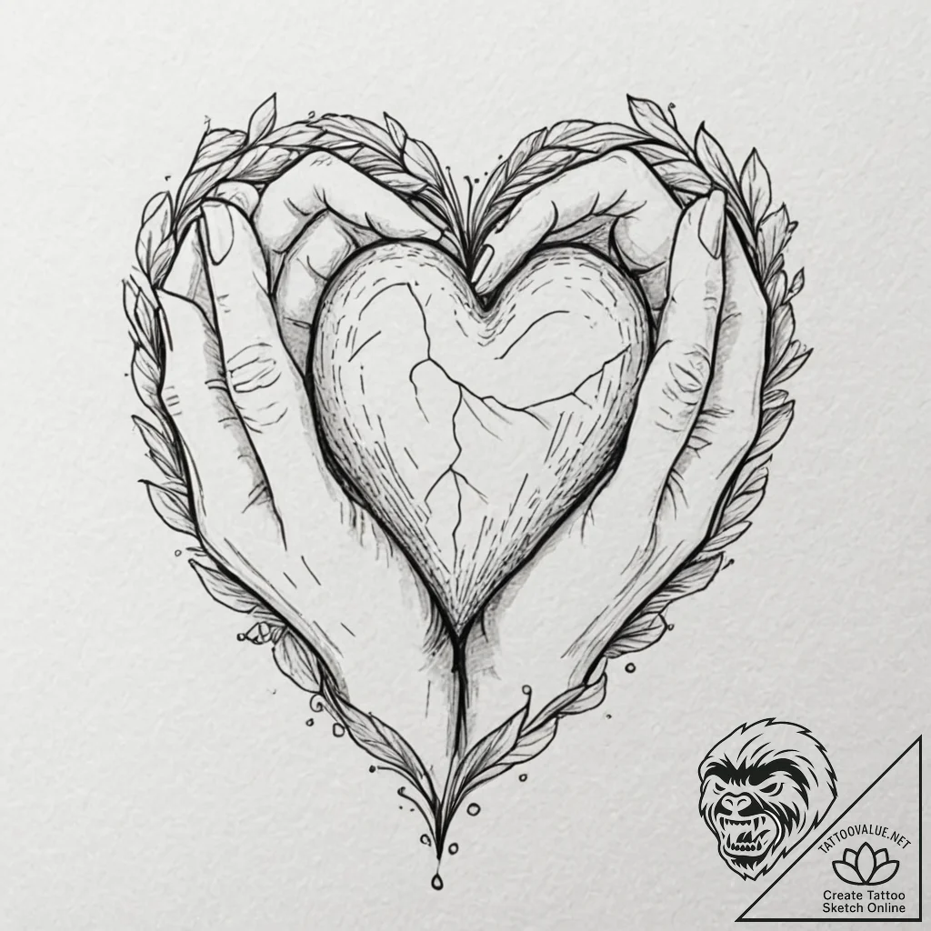Tattoo sketch a heart shape created by the ne... - tattoo sketch (№1752908106_0, 19.07.2025 06:55) — tattoovalue.net